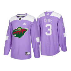 #3 Charlie Coyle Purple 2018 Authentic Hockey Fights Cancer Jersey