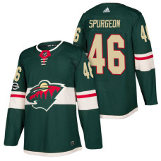 #46 Jared Spurgeon Green 2018 New Season Home Authentic Jersey With Anniversary Patch