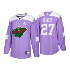 #27 Kyle Quincey Purple 2018 Authentic Hockey Fights Cancer Jersey