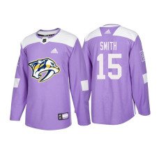 #15 Craig Smith Purple 2018 Authentic Hockey Fights Cancer Jersey