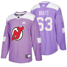 #63 Jesper Bratt Purple Hockey Fights Cancer Authentic Jersey