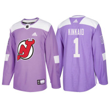 #1 Keith Kinkaid Purple Hockey Fights Cancer Authentic Jersey