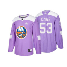 #53 Casey Cizikas Purple 2018 Authentic Hockey Fights Cancer Jersey