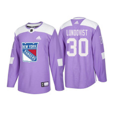 #30 Henrik Lundqvist Purple 2018 Authentic Hockey Fights Cancer Jersey
