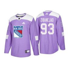 #93 Mika Zibanejad Purple 2018 Authentic Hockey Fights Cancer Jersey