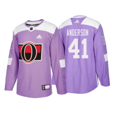 #41 Craig Anderson Purple 2018 Authentic Hockey Fights Cancer Jersey