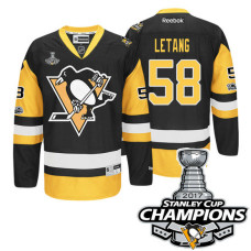 #58 Kris Letang Black 2017 Stanley Cup Champions Premier Jersey