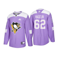 #62 Carl Hagelin Purple 2018 Authentic Hockey Fights Cancer Jersey