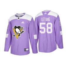 #58 Kris Letang Purple 2018 Authentic Hockey Fights Cancer Jersey