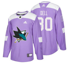 #30 Aaron Dell Purple Hockey Fights Cancer Authentic Jersey