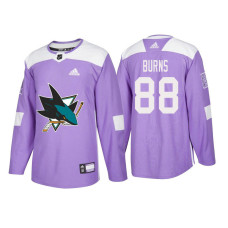 #88 Brent Burns Purple 2018 Authentic Hockey Fights Cancer Jersey