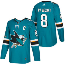 #8 Joe Pavelski Teal 2018 New Season Home Authentic Jersey With Anniversary Patch