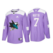 #7 Paul Martin Purple 2018 Authentic Hockey Fights Cancer Jersey