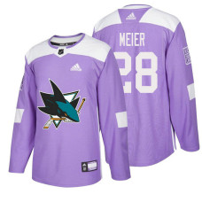 #28 Timo Meier Purple Hockey Fights Cancer Authentic Jersey