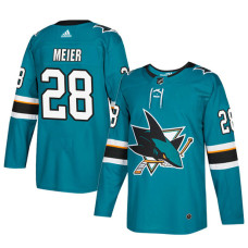 #28 Teal Authentic Home Timo Meier Jersey