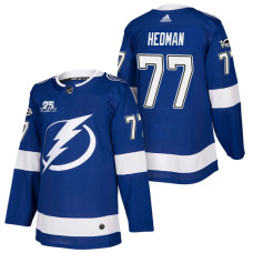 #77 Victor Hedman Blue 2018 New Season Home Authentic Jersey With Anniversary Patch