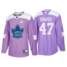 #47 Leo Komarov Purple Hockey Fights Cancer Authentic Jersey