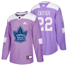 #22 Nikita Zaitsev Purple Hockey Fights Cancer Authentic Jersey