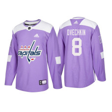 #8 Alex Ovechkin Purple 2018 Authentic Hockey Fights Cancer Jersey