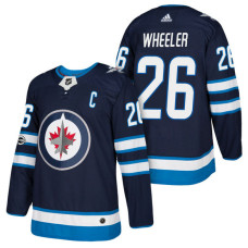 #26 Blake Wheeler Navy 2018 New Season Home Authentic Jersey With Anniversary Patch