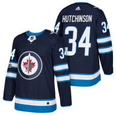 #34 Michael Hutchinson Navy 2018 New Season Home Authentic Jersey With Anniversary Patch