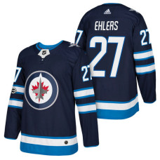 #27 Nikolaj Ehlers Navy 2018 New Season Home Authentic Jersey With Anniversary Patch